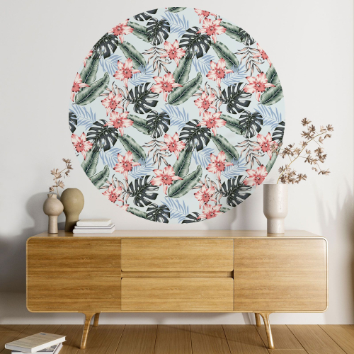 Papier peint rond / cercle - Motif floral - 193