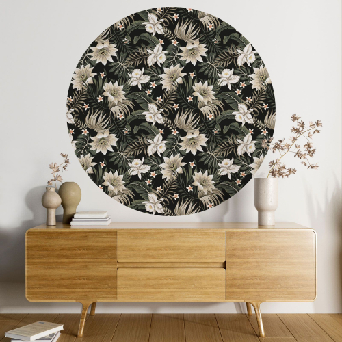 Papier peint rond / cercle - Motif floral - 197