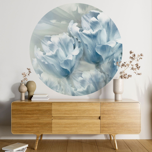 Papier peint rond / cercle - Motif floral