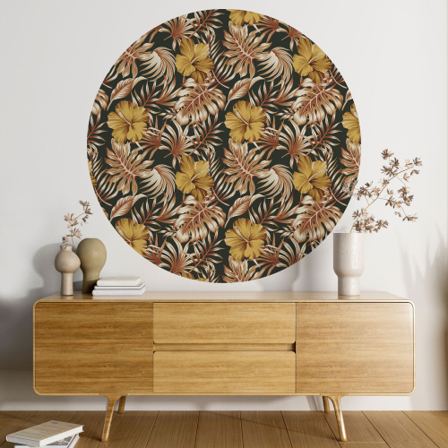 Papier peint rond / cercle - Motif floral - 205