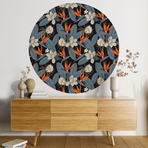 Papier peint rond / cercle - Motif floral - 205