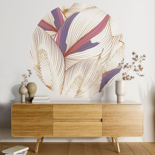 Papier peint rond / cercle - Motif floral