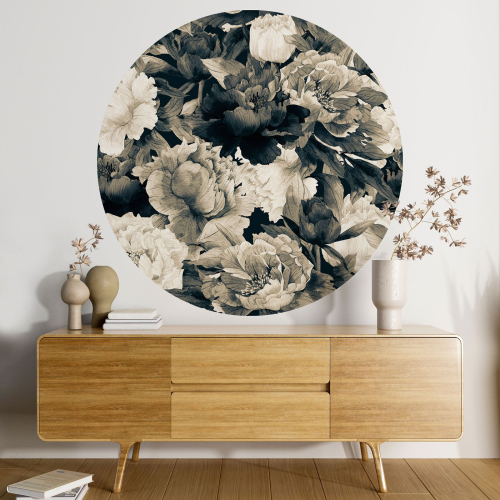 Papier peint rond / cercle - Motif floral