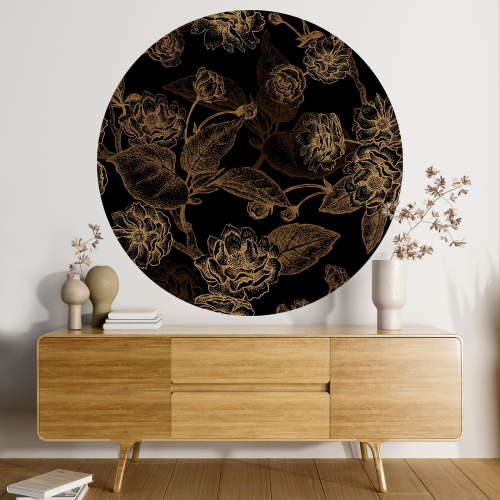 Papier peint rond / cercle - Motif floral