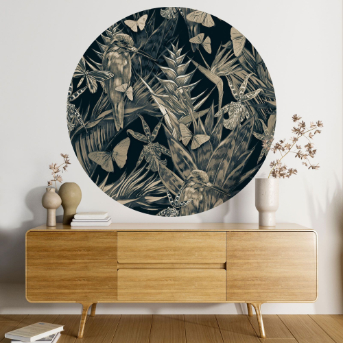 Papier peint rond / cercle - Motif floral