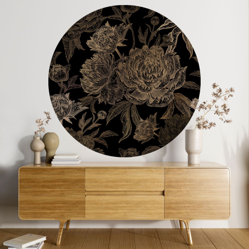 Papier peint rond / cercle - Motif floral
