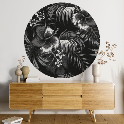 Papier peint rond / cercle - Motif floral