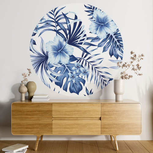 Papier peint rond / cercle - Motif floral