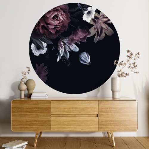 Papier peint rond / cercle - Motif floral