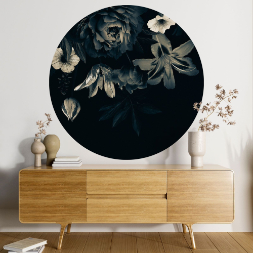 Papier peint rond / cercle - Motif floral