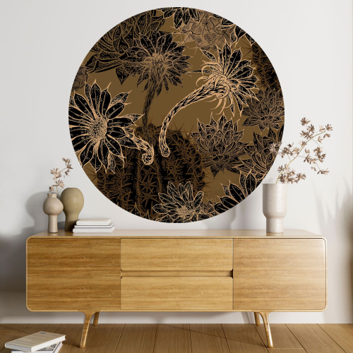 Papier peint rond / cercle - Motif floral