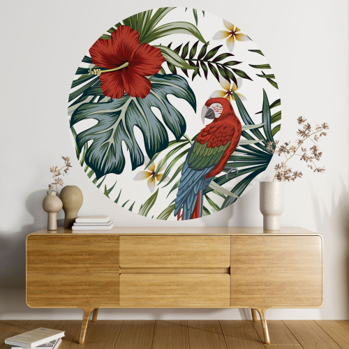 Papier peint rond / cercle - Motif floral