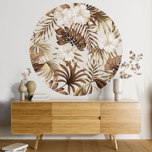 Papier peint rond / cercle - Motif floral