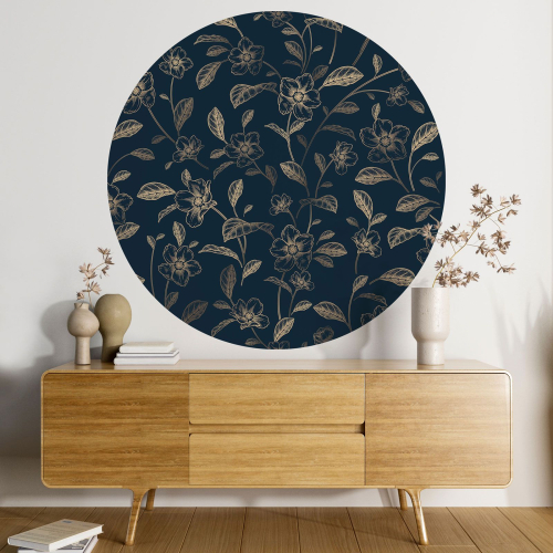 Papier peint rond / cercle - Motif floral