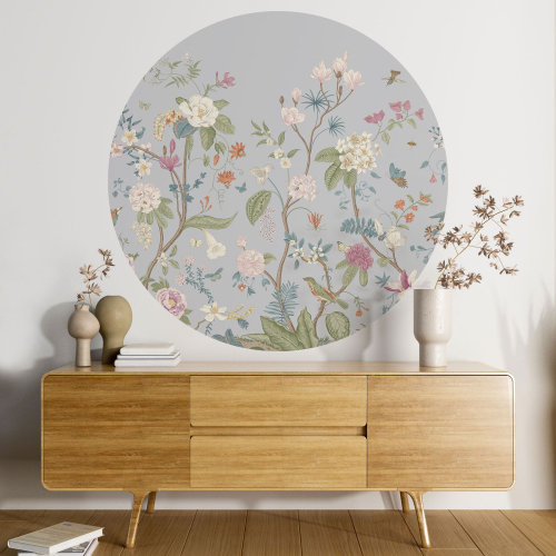 Papier peint rond / cercle - Motif floral