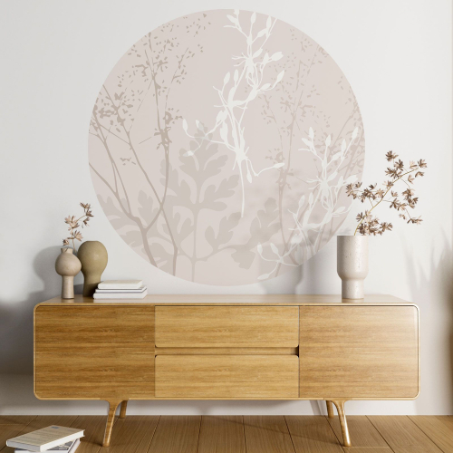 Papier peint rond / cercle - Motif floral