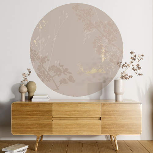 Papier peint rond / cercle - Motif floral