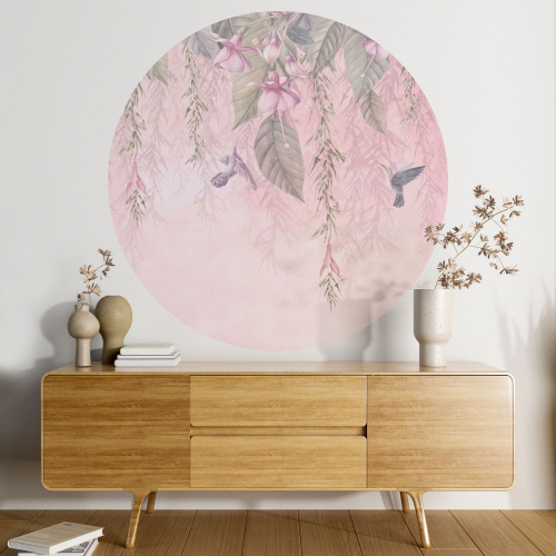 Papier peint rond / cercle - Motif floral
