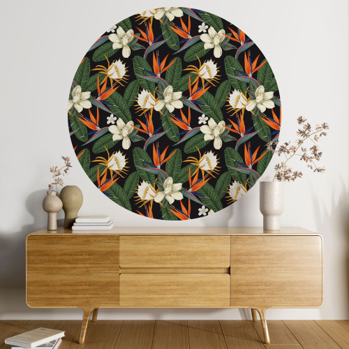 Papier peint rond / cercle - Motif floral - 211