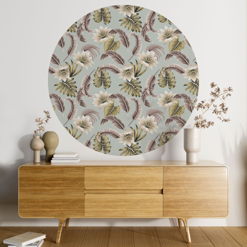 Papier peint rond / cercle - Motif floral - 212