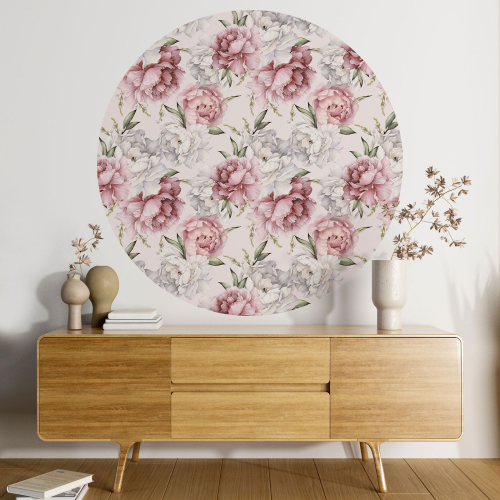 Papier peint rond / cercle - Motif floral - 256