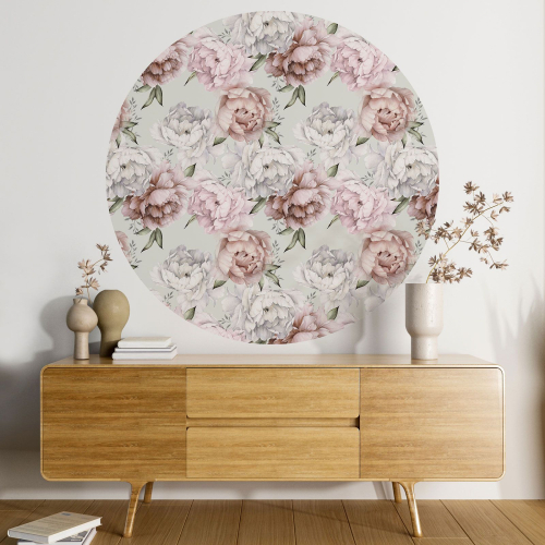 Papier peint rond / cercle - Motif floral - 257