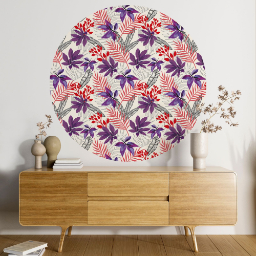 Papier peint rond / cercle - Motif floral - 265