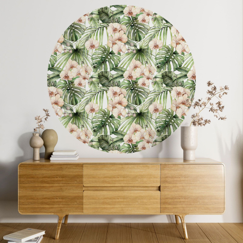 Papier peint rond / cercle - Motif floral - 276