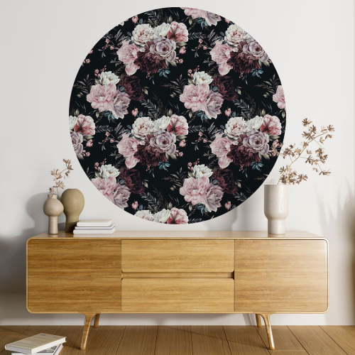 Papier peint rond / cercle - Motif floral - 277