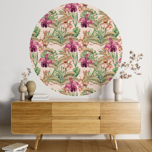 Papier peint rond / cercle - Motif floral - 279