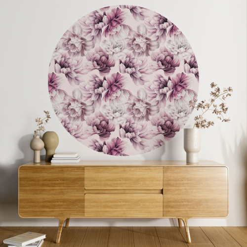 Papier peint rond / cercle - Motif floral - 293