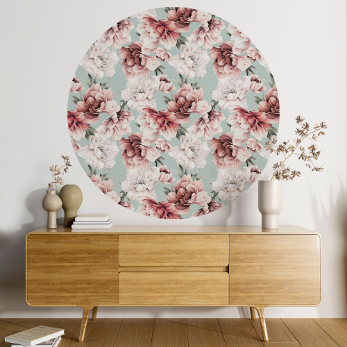 Papier peint rond / cercle - Motif floral - 295