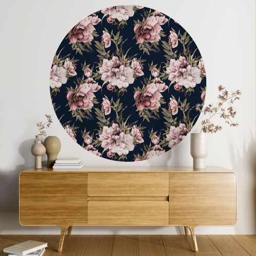 Papier peint rond / cercle - Motif floral - 300