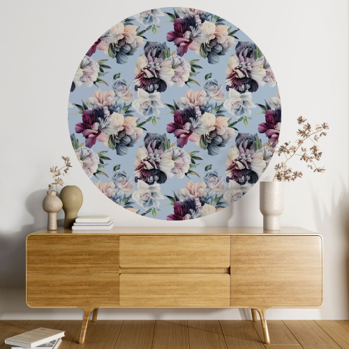 Papier peint rond / cercle - Motif floral - 312