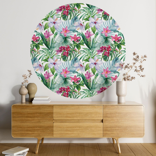Papier peint rond / cercle - Motif floral - 314
