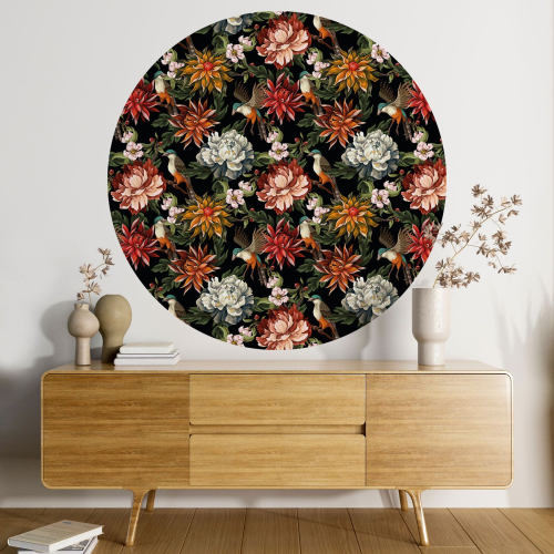 Papier peint rond / cercle - Motif floral - 320