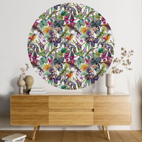 Papier peint rond / cercle - Motif floral - 374