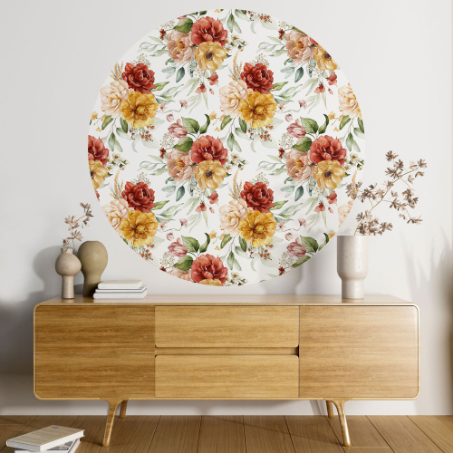 Papier peint rond / cercle - Motif floral - 380