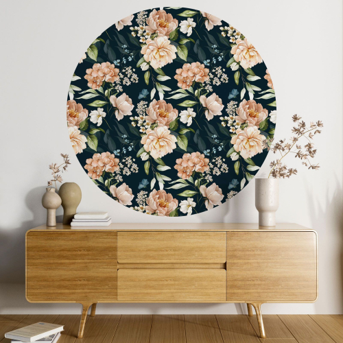 Papier peint rond / cercle - Motif floral - 381