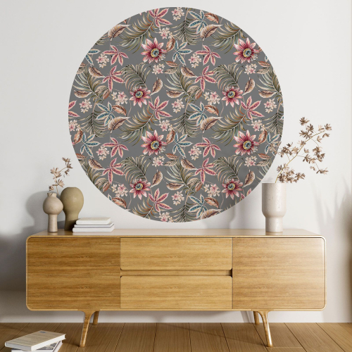 Papier peint rond / cercle - Motif floral - 382