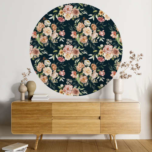 Papier peint rond / cercle - Motif floral - 383