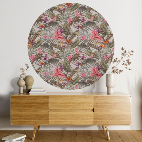 Papier peint rond / cercle - Motif floral - 388