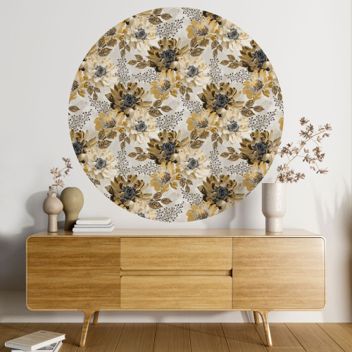 Papier peint rond / cercle - Motif floral - 395
