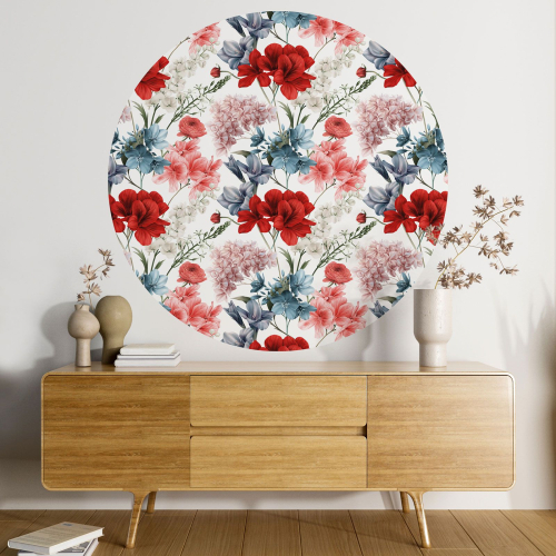 Papier peint rond / cercle - Motif floral - 409