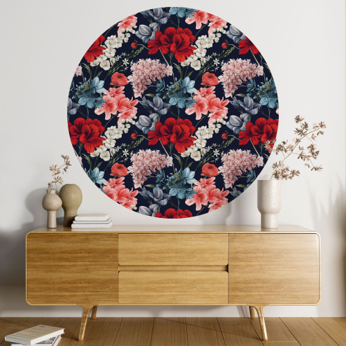 Papier peint rond / cercle - Motif floral - 410