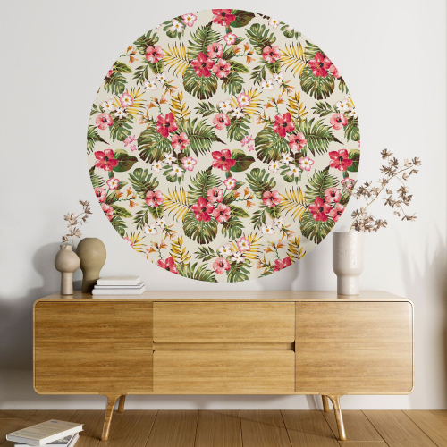 Papier peint rond / cercle - Motif floral - 430