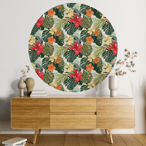 Papier peint rond / cercle - Motif floral - 434