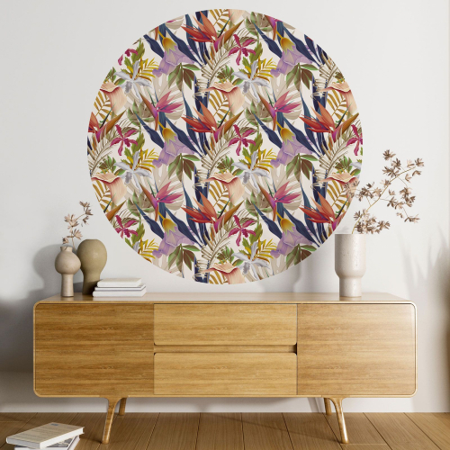 Papier peint rond / cercle - Motif floral - 436