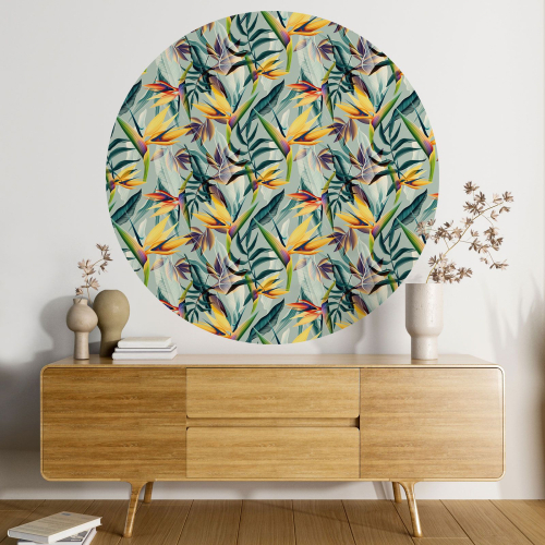 Papier peint rond / cercle - Motif floral - 437