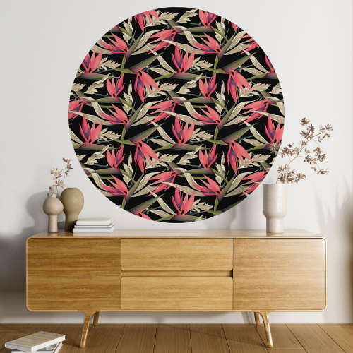 Papier peint rond / cercle - Motif floral - 438